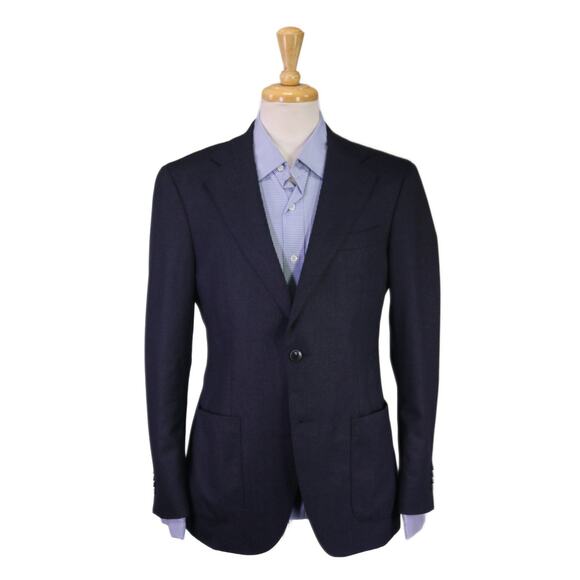 Cantarelli Other - Cantarelli Navy Blue Wool Fleece Flannel 2-Btn Patch Pocket Blazer Jacket 38R